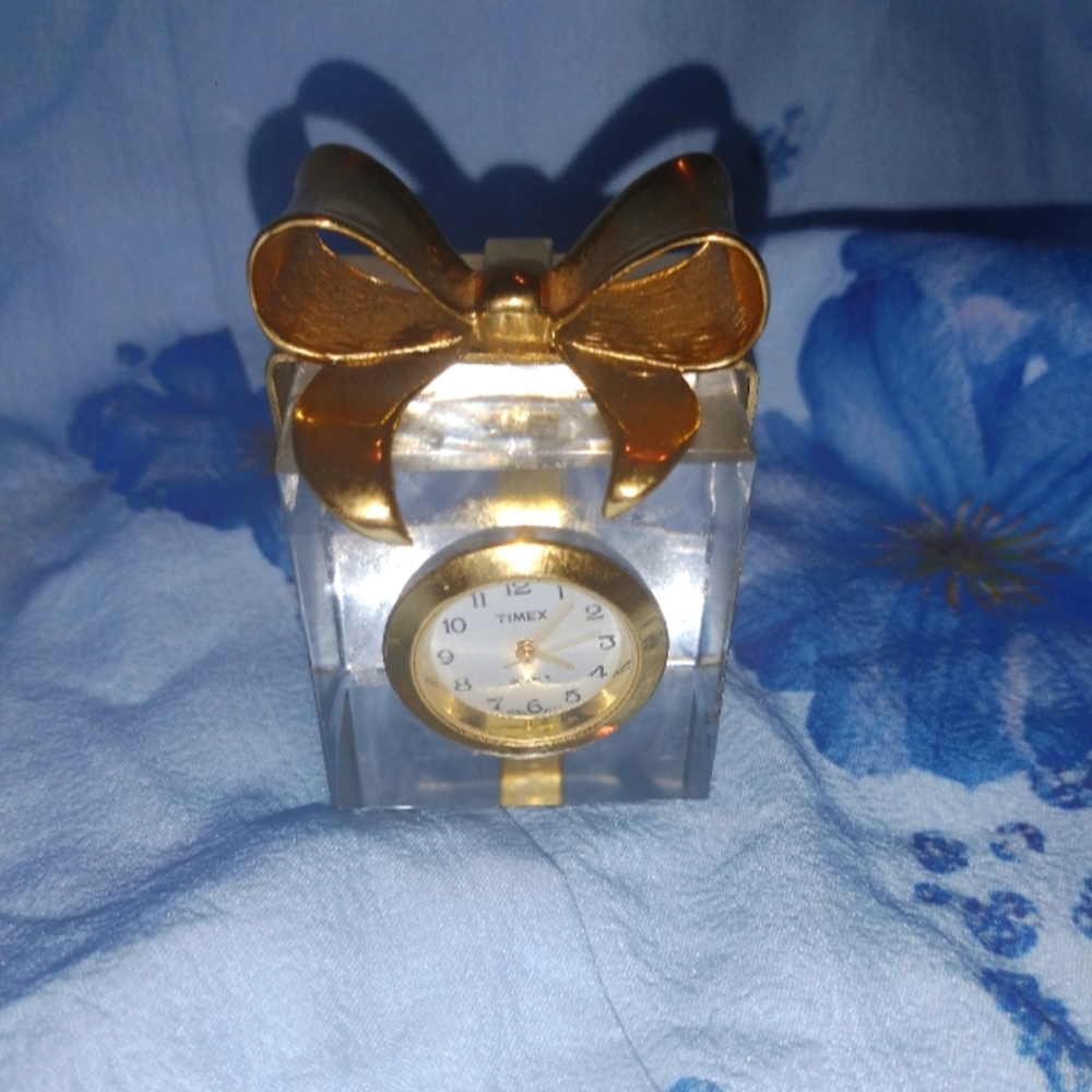Timex Crystal,brass gift box side table clock
